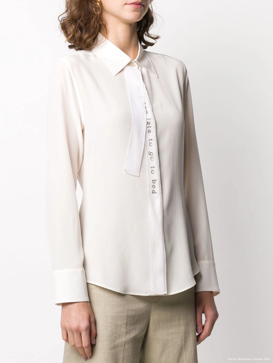 Cheap McCartney embellished-slogan Women shirt crepe-de-chine Stella 0716